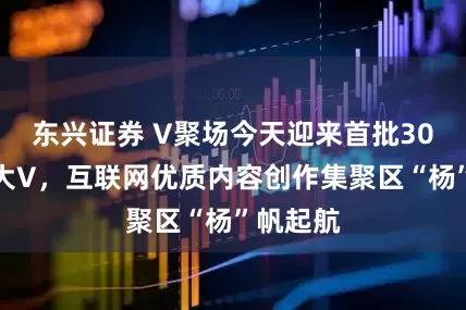 东兴证券 V聚场今天迎来首批30名入驻大V，互联网优质内容创作集聚区“杨”帆起航